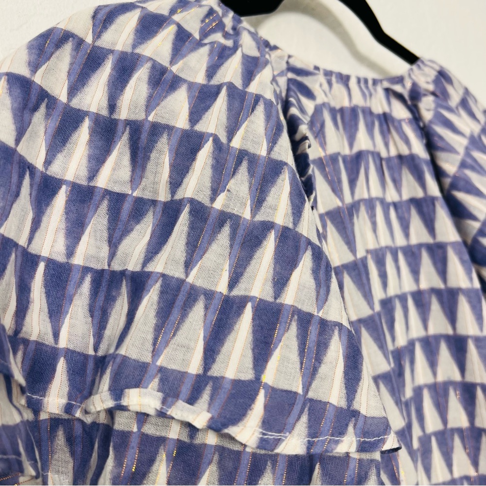 Cleobella Lavender & White Printed Flutter-Sleeve Tiered Dress - Picture 13 of 14